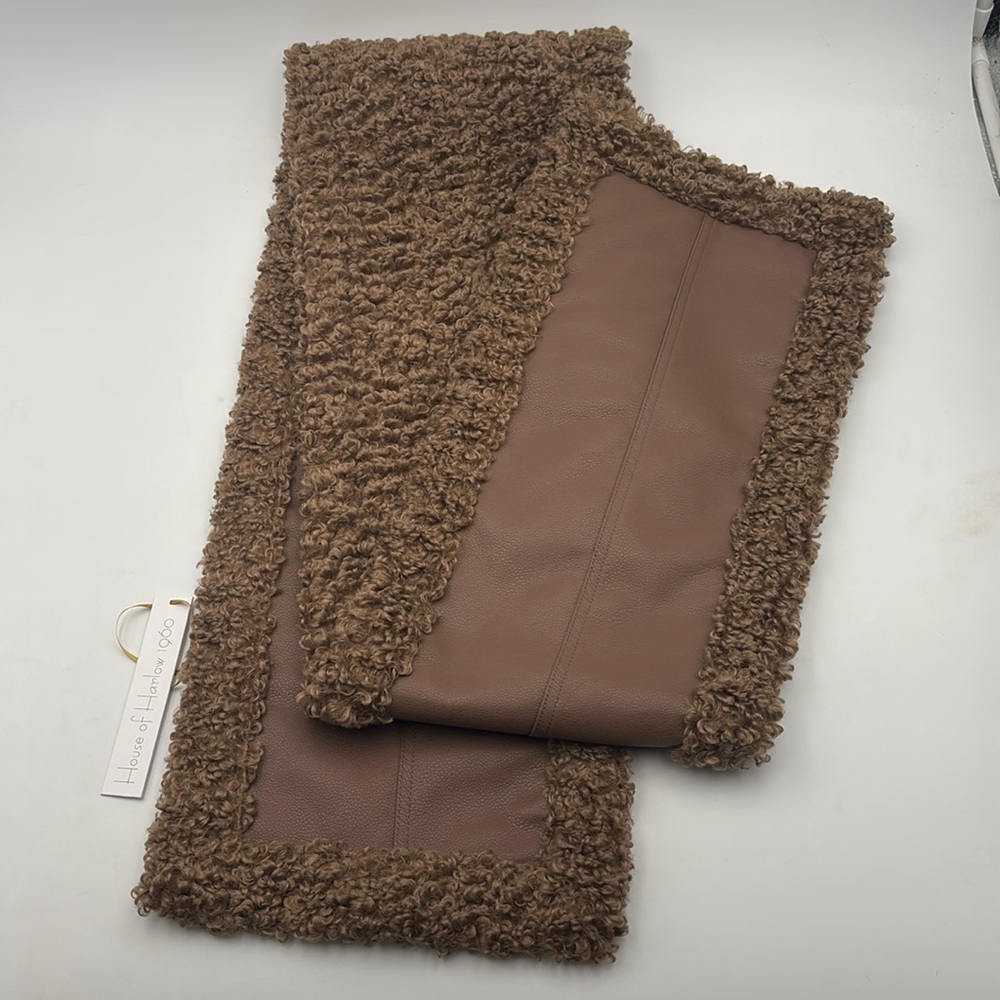 House of Harlow 1960 Faux Leather and Sherpa Scarf